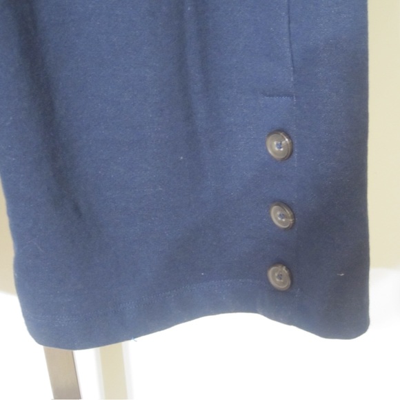 Joe Fresh fleece navy blue pant with 3 button detail at leg hems. Drawstring. - Picture 5 of 5